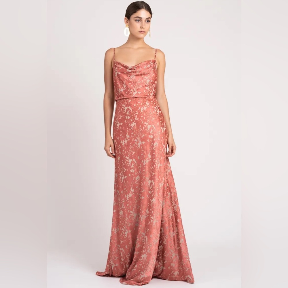 Jenny Yoo Dahlia Palermo Satin Dress- English Rose/Nude, Size 4